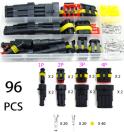 Набор автомобильных разъемов с обжимными клещами 96 штук (1/2/3/4 контакта)