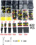 Набор автомобильных разъемов с обжимными клещами 622 штук (1/2/3/4 контакта)