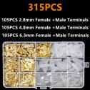 Набор обжимных клемм для соединения проводов 315 штук (мама-папа 2.8мм, 4.8мм, 6.3мм, 4мм)
