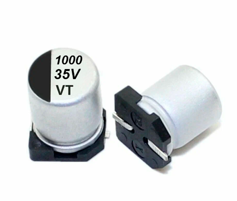35V, 1000µF, Алюминиевый электролитический конденсатор SMD, размер 12?13 мм