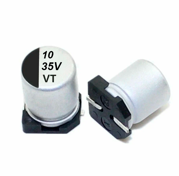 35V, 10µF, Алюминиевый электролитический конденсатор SMD, размер 4?5,4 мм