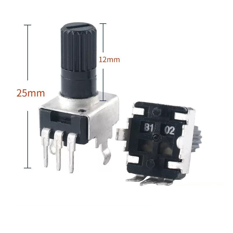 RV09, Потенциометр громкости, B100K, прямой/вертикальная установка, длинная ручка (маркировка B104)