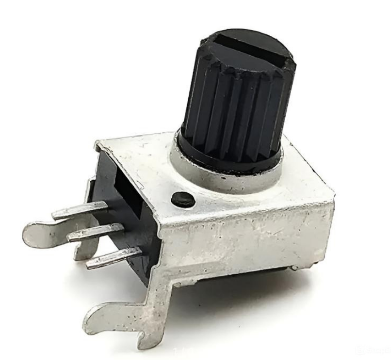 RV09, Потенциометр громкости, B10K, изгиб/горизонтальная установка, короткая ручка (маркировка B103)