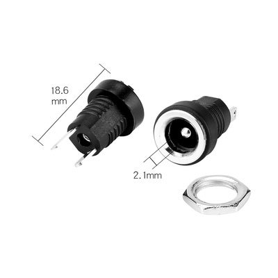 DC022B, Разъём питания DC, с гайкой, 5,5*2,1 мм, игольчатый [5,5*2,1MM]