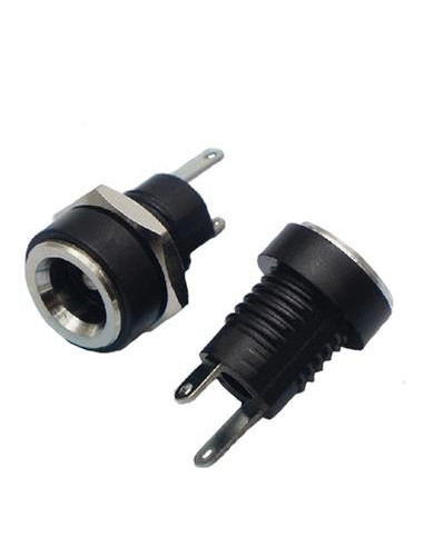 DC022B-5,5*2,5, Гнездо питания DC, 5,5x2,5мм, [Медь, 2 контакта (под пайку), с резьбой]