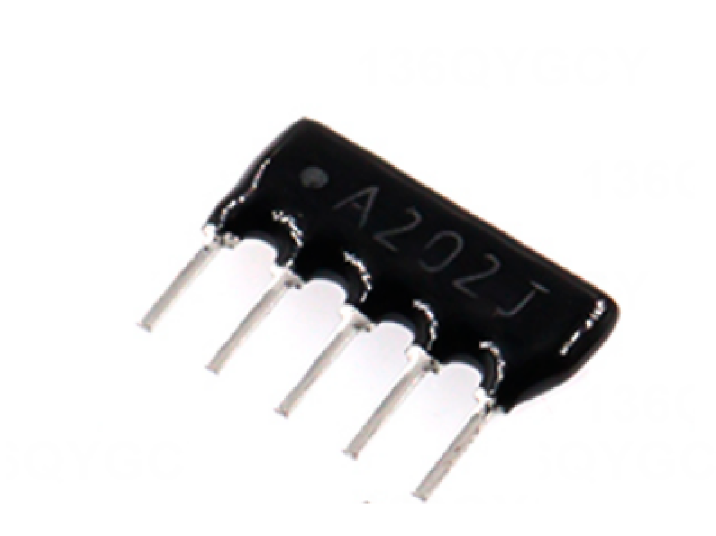 A202J, Резисторный массив, 2 кОм, [5P, шаг 2,54 мм]