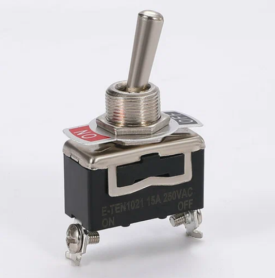 Тумблер E-TEN1021, 2конт/2полож, черный металлик