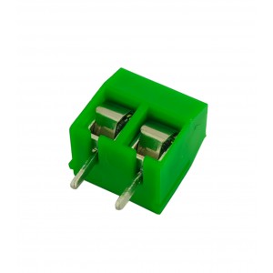 KF301-2P, Клеммник винтовой PCB, шаг 5,0 мм, 12 A 300 V, 2 контакта, железные плоские выводы, крестовой винт, зелёный