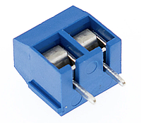 KF301-2P, Клеммник винтовой PCB, шаг 5,0 мм, 12 A 300 V, 2 контакта, железные плоские выводы, крестовой винт, синий