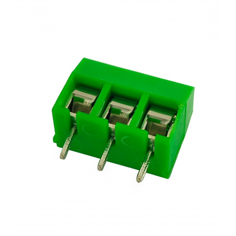 KF301-3P, Клеммник винтовой PCB, шаг 5,0 мм, 12 A 300 V, 3 контакта, железные плоские выводы, крестовой винт, зелёный