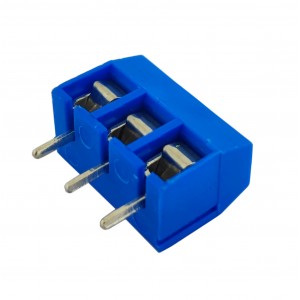 KF301-3P, Клеммник винтовой PCB, шаг 5,0 мм, 12 A 300 V, 3 контакта, железные плоские выводы, крестовой винт, синий