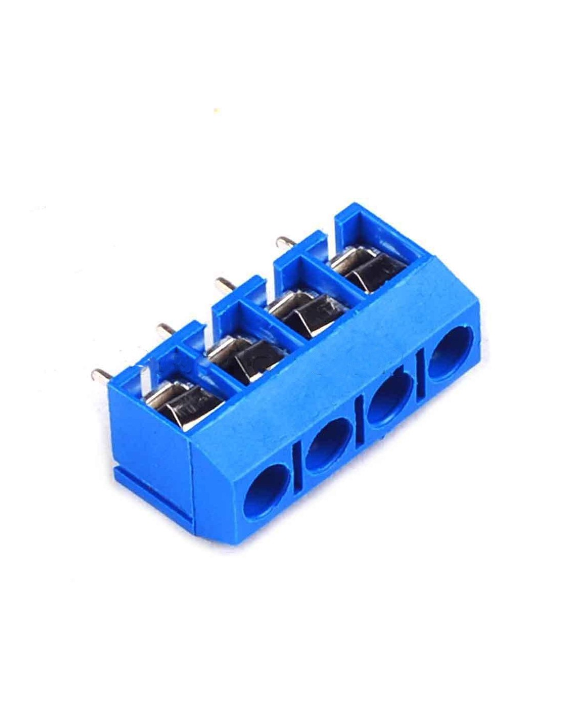 KF301-4P, Клеммник винтовой PCB, шаг 5,0 мм, 12 A 300 V, 4 контакта, железные плоские выводы, крестовой винт, синий