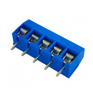 KF301-5P, Клеммник винтовой PCB, шаг 5,0 мм, 12 A 300 V, 5 контактов, железные плоские выводы, крестовой винт, синий