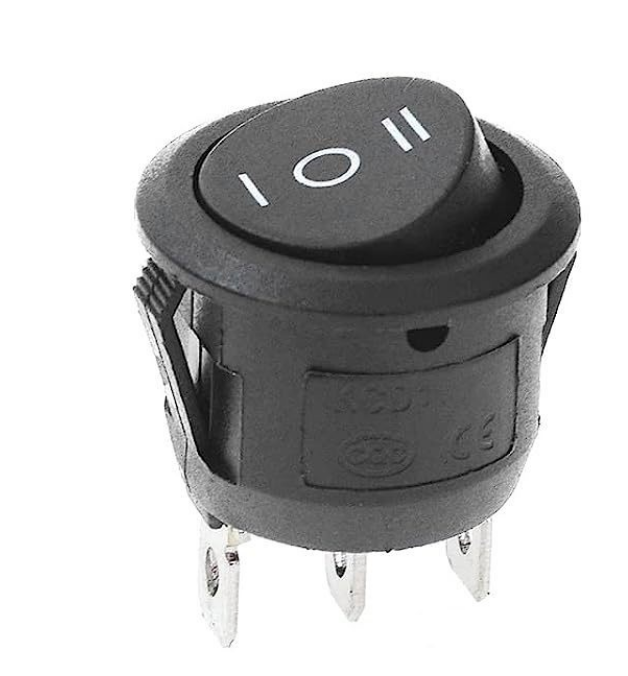 Тумблер KCD1, 3конт/3полож, черный, круглый, 15x21мм