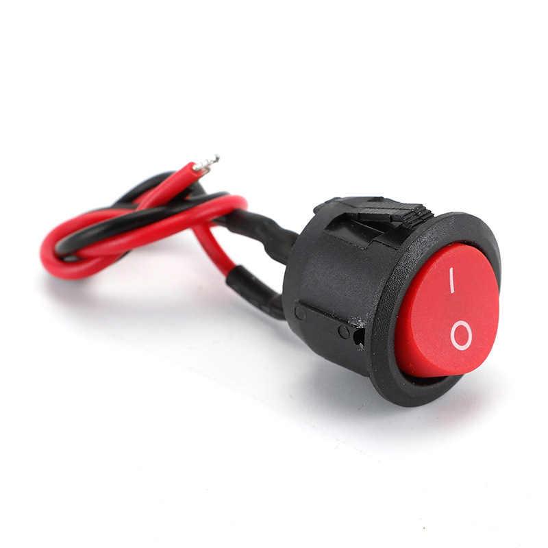 Тумблер KCD1 с проводом, круглый, 2конт/2полож, красный