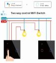 Сенсорный выключатель Tuya WiFi (2 канала, двойное управление, тип 86, UK, черный)