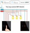 Сенсорный выключатель Tuya WiFi (3 канала, двойное управление, тип 86, UK, черный)