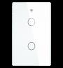 Сенсорный выключатель Tuya WiFi RF433 (2 канала, US вилка, белый, 200-240В, без нулевого провода, Bluetooth, подсветка, память, 120?76 мм)