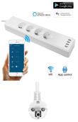 Умный удлинитель Tuya WiFi (4 USB, EU вилка, 16А, 1.8м, совместимость с Alexa/Google Home)