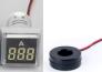 Светодиодный амперметровый индикатор AD16-22FSA (0-100А, 22мм, квадратный, с трансформатором, LED, белый)