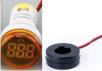 Светодиодный амперметровый индикатор AD16-22DSA (0-100А, 22мм, круглый, с трансформатором, LED, желтый)