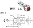 Зеленый светодиодный индикатор AD22C-8 (12В, металл)