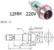 Красный светодиодный индикатор AD22C-12 (220В, металл)
