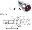Желтый светодиодный индикатор AD22C-14 (3В, металл)