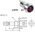 Синий светодиодный индикатор AD22C-14 (6В, металл)