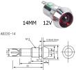 Белый светодиодный индикатор AD22C-14 (12В, металл)