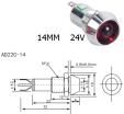 Красный светодиодный индикатор AD22C-14 (24В, металл)