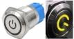 Металлический кнопочный переключатель с плоской головкой 12мм (желтый светодиод, 3-6В, самоблокировка, водонепроницаемый)