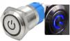 Металлический кнопочный переключатель 12мм (синяя подсветка, 110-220В, самоблокировка, влагозащищенный)