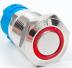 Металлический кнопочный переключатель с плоской головкой 12мм (круглая индикация, красная подсветка, 110-220В, самоблокировка, водонепроницаемый)