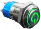 Металлический кнопочный переключатель с высокой головкой 12мм (зеленая подсветка, 12-24В, самоблокирующийся, водонепроницаемый)