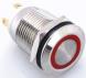 Металлический кнопочный переключатель с плоской головкой 12мм (круглая индикация, красная подсветка, 6-24В, мгновенный, водонепроницаемый)