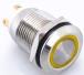 Металлический кнопочный переключатель с плоской головкой 12мм (круглая индикация, желтая подсветка, 6-24В, мгновенный, водонепроницаемый)