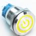Металлический кнопочный переключатель с плоской головкой 19мм (желтая подсветка, 3-6В, мгновенный, водонепроницаемый)