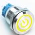 Металлический кнопочный переключатель с плоской головкой 19мм (желтая подсветка, 110-220В, мгновенный, водонепроницаемый)