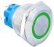 Металлический кнопочный переключатель 22мм (круглая индикация 110-220В, зеленая подсветка, влагозащита, фиксация)