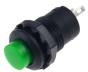 Зеленая кнопка DS-428 (12 мм, 2 контакта, самоблокирующаяся, ВКЛ-ВЫКЛ)
