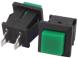 Зеленая кнопка DS-430 (2 контакта, самовозврат, ВКЛ-ВЫКЛ, квадратная, нормально разомкнутая)