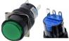 Зеленая кнопка LA128A (24В, 3 контакта, 16 мм резьба, самоблокирующаяся, круглая)