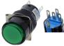 Зеленая кнопка LA128A (12В, 5 контактов, 16 мм резьба, самовозврат, круглая)