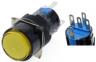 Желтая кнопка LA128A (24В, 5 контактов, 16 мм резьба, самоблокирующаяся, круглая)