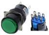 Зеленая кнопка LA128A (6 контактов, 16 мм резьба, самовозврат, круглая)