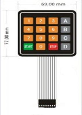 Мембранная клавиатура 4х4 12В (77 х 70 х 0,8 мм)