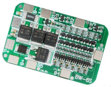 Плата защиты (BMS) для 6 аккумуляторов 18650, 22/24в 15A