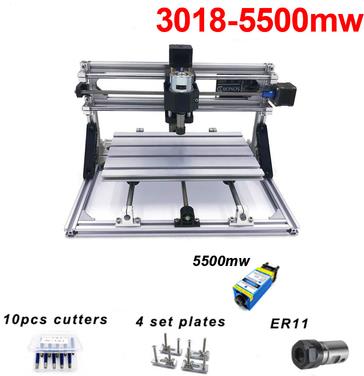Гравировальный станок CNC3018 c лазером 5500МВт с автономной платой ER11, европейская вилка