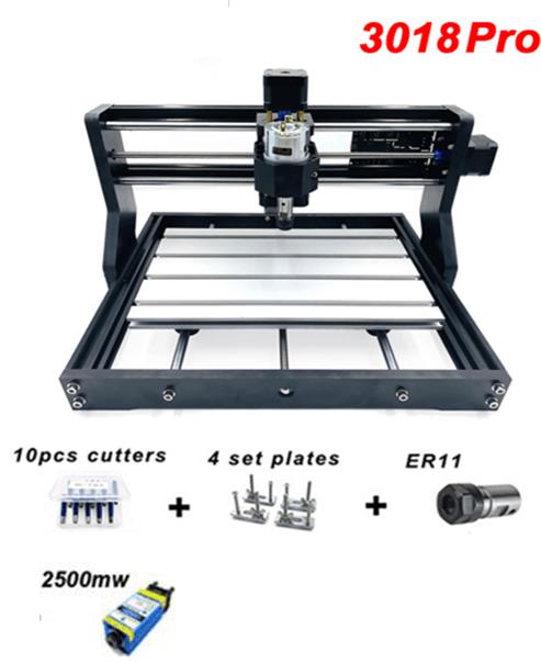 Гравировальный станок CNC3018 Pro c лазером 2500МВт без автономной платы ER11, европейская вилка
